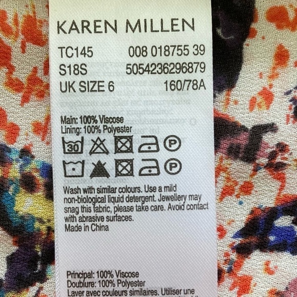 NWT Karen Millen Women’s 2 Pop-up Ruffles Georgette Top Watercolor Floral Print - Picture 8 of 8